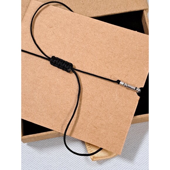 Joycuff Morse Code Bracelet "You Are My Sunshine" Black Cord & Silver Beads NEW - Picture 3 of 3